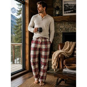 Men’s Abercrombie & Fitch Plaid Pajama Pants drawstring pockets Small
